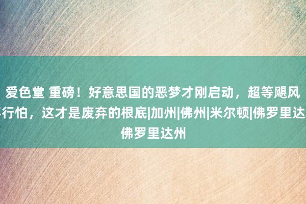爱色堂 重磅！好意思国的恶梦才刚启动，超等飓风不行怕，这才是废弃的根底|加州|佛州|米尔顿|佛罗里达州