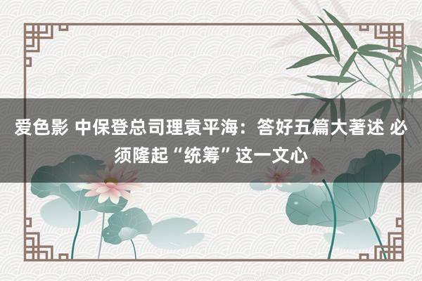 爱色影 中保登总司理袁平海：答好五篇大著述 必须隆起“统筹”这一文心