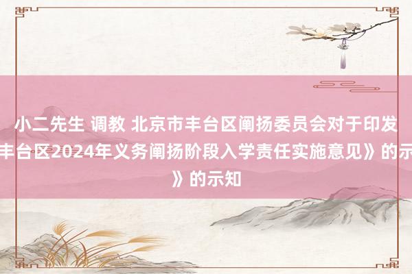 小二先生 调教 北京市丰台区阐扬委员会对于印发《丰台区2024年义务阐扬阶段入学责任实施意见》的示知