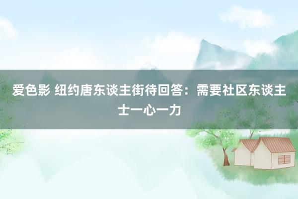 爱色影 纽约唐东谈主街待回答：需要社区东谈主士一心一力