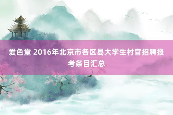爱色堂 2016年北京市各区县大学生村官招聘报考条目汇总