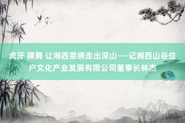 虎牙 裸舞 让湘西苗绣走出深山——记湘西山谷住户文化产业发展有限公司董事长林杰