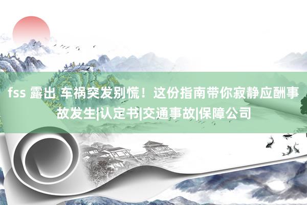 fss 露出 车祸突发别慌！这份指南带你寂静应酬事故发生|认定书|交通事故|保障公司
