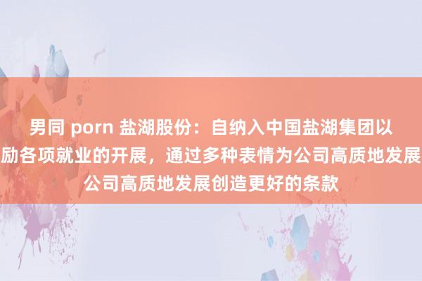 男同 porn 盐湖股份：自纳入中国盐湖集团以来，公司积极鼓励各项就业的开展，通过多种表情为公司高质地发展创造更好的条款